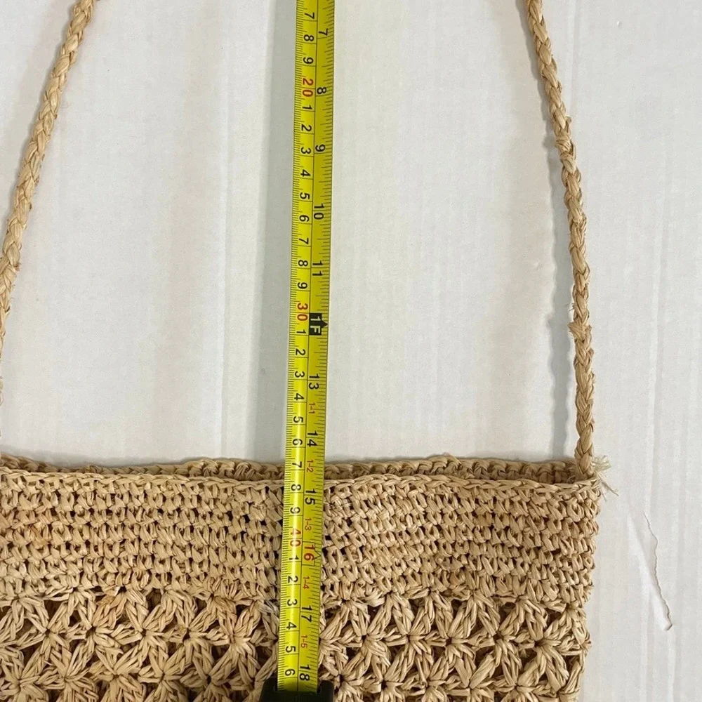 The White Company Straw Bag Womens Tan Woven Braided Strap Boho Beachy Coastal